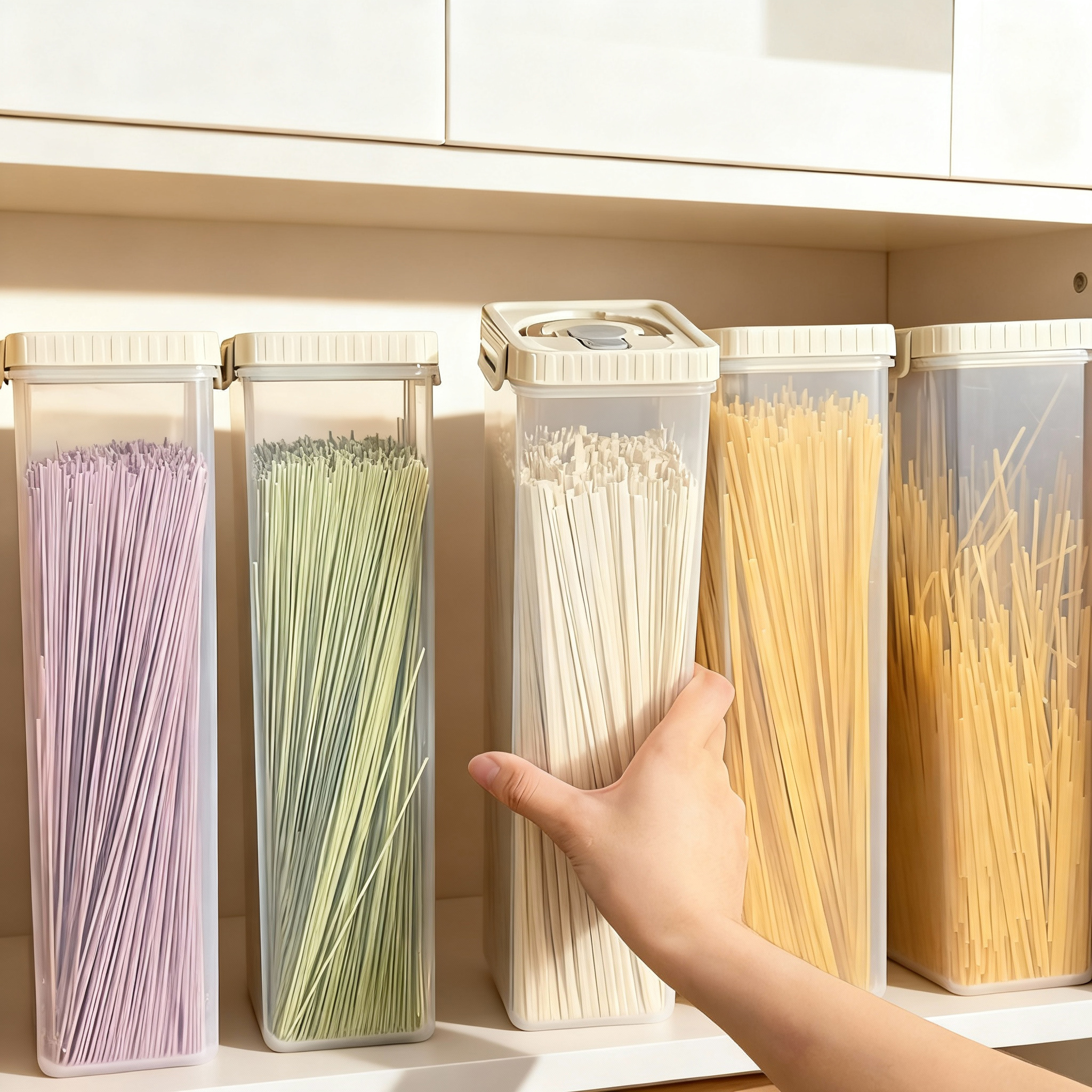 Kitchen Gadgets Storage - Kotak Penyimpanan Mie Tertutup dengan Pegangan,