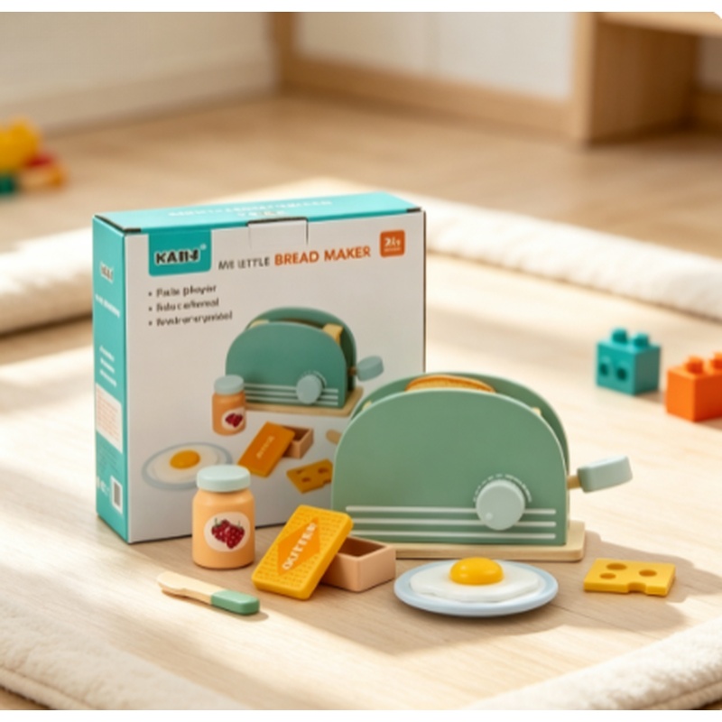 Kitchen Gadgets For Kids - Mainan Pemanggang Roti Simulasi Kayu Set