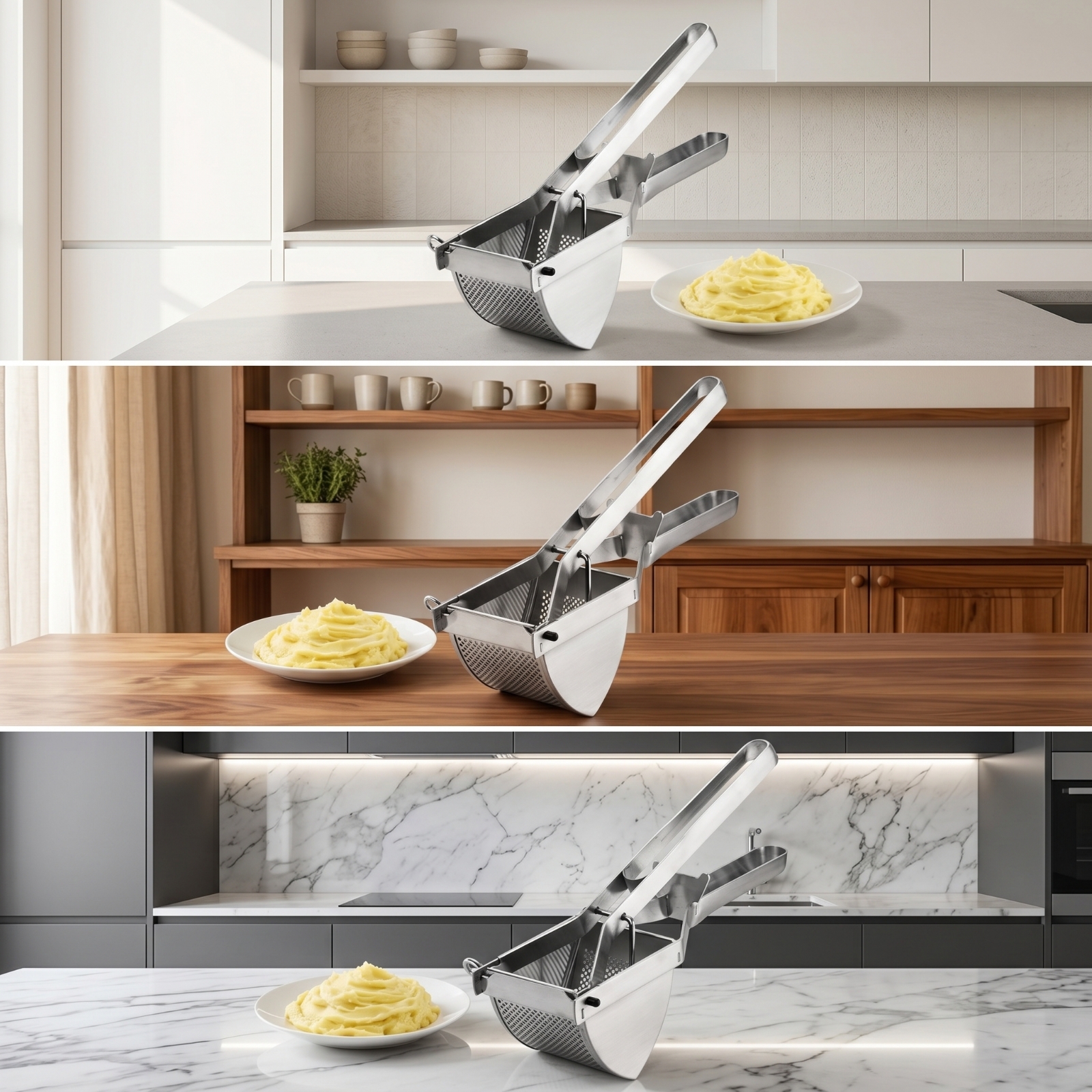 Potato Masher Ricer - Alat Penghancur Kentang Stainless Steel, Penekan