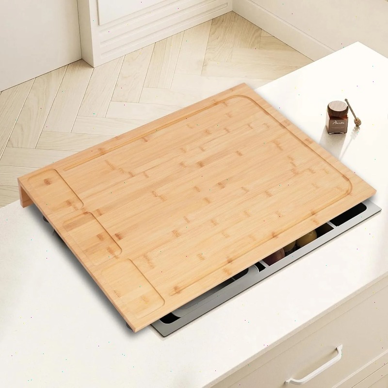 Bamboo Cutting Board - Penutup Kompor Bambu Besar dengan Kaki