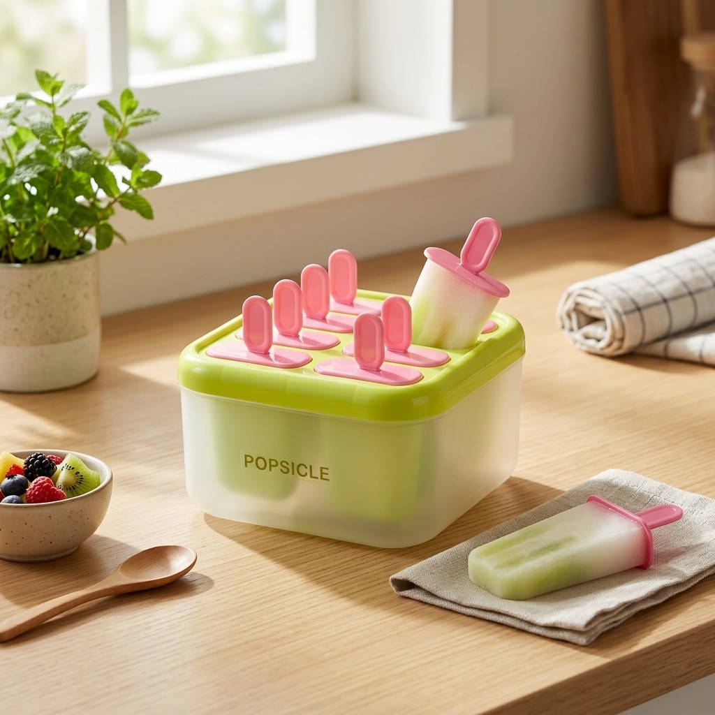 Kitchen Gadgets For Kids - Cetakan Es Loli Plastik 8 Kotak,