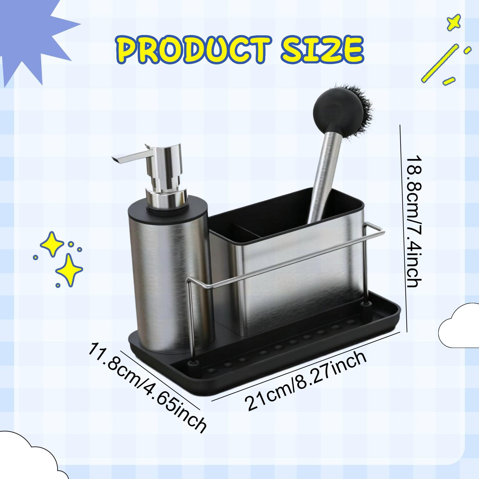Kitchen Gadgets Dispenser Brush Holder - Set Dispenser Sabun Dapur, Tempat Penyimpanan