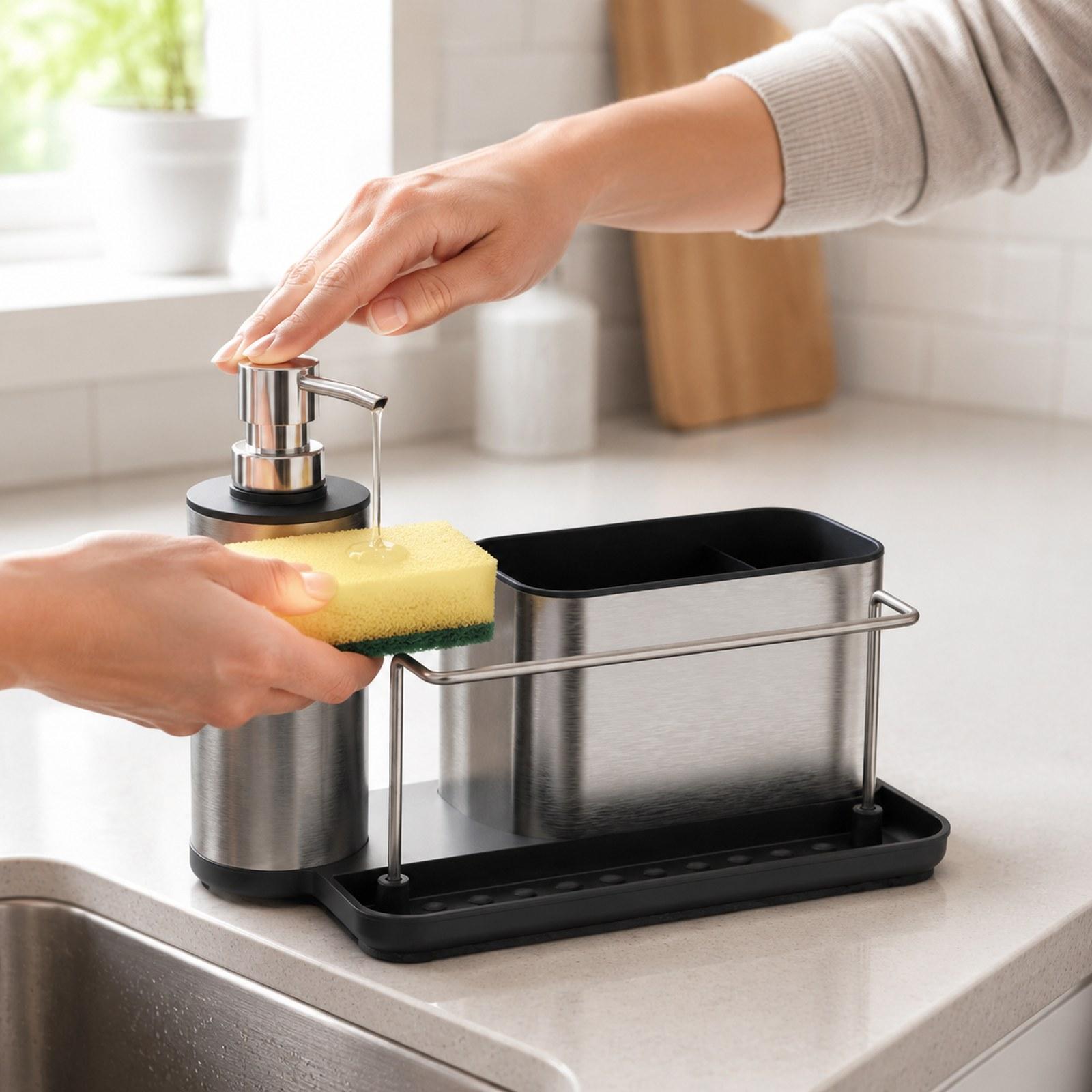 Dispenser Sabun Dapur dengan T - Kitchen Gadgets Dispenser Brush Holder ulasan dan harga
