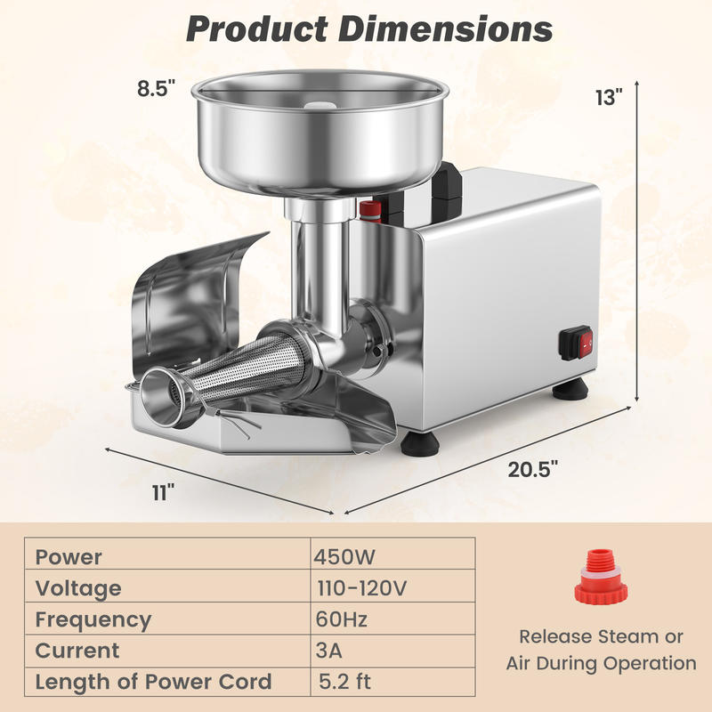 Penghalus Tomat Listrik 450W K - Stainless Steel Strainer ulasan dan harga