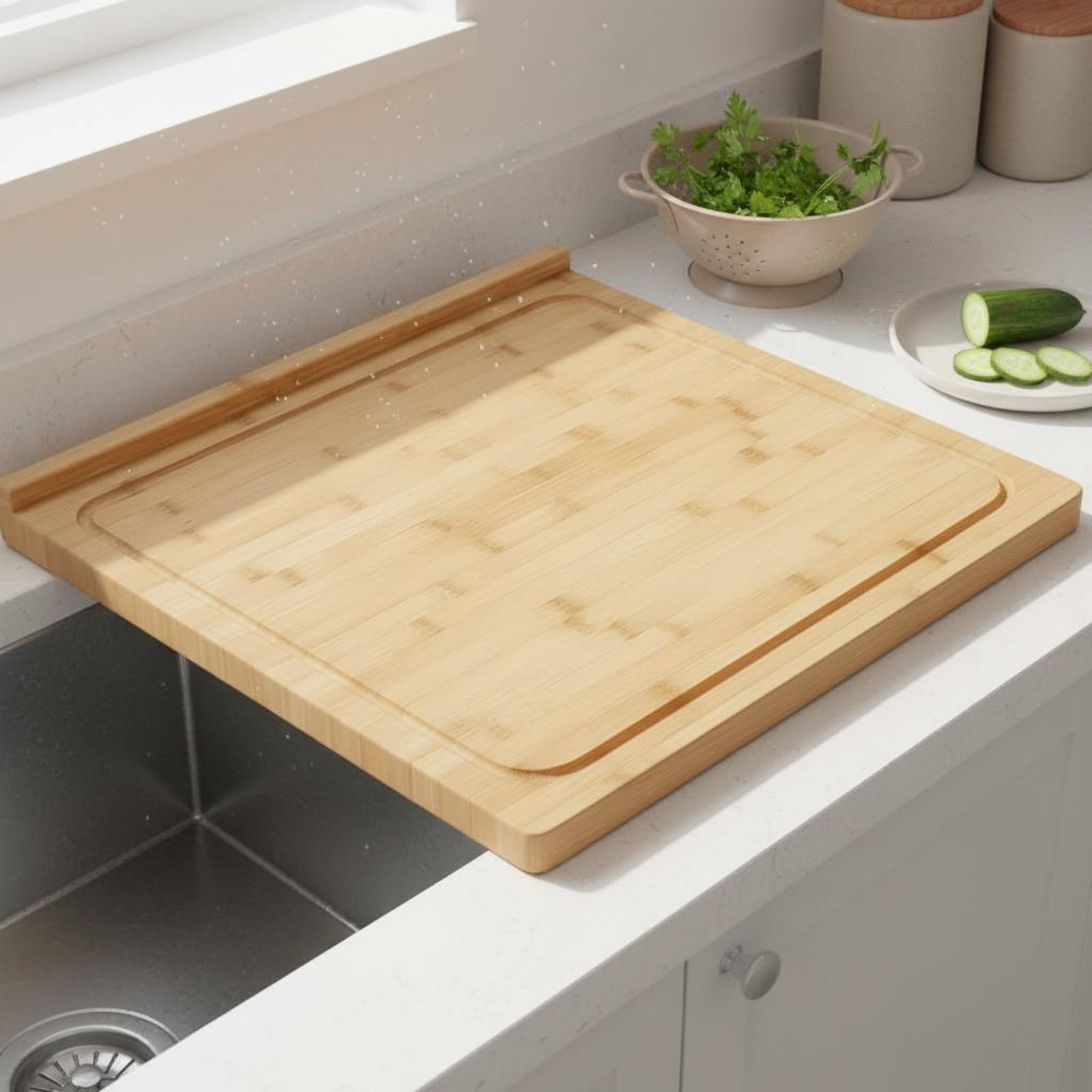 Papan Pemotong di Atas Wastafe - Bamboo Cutting Board ulasan dan harga