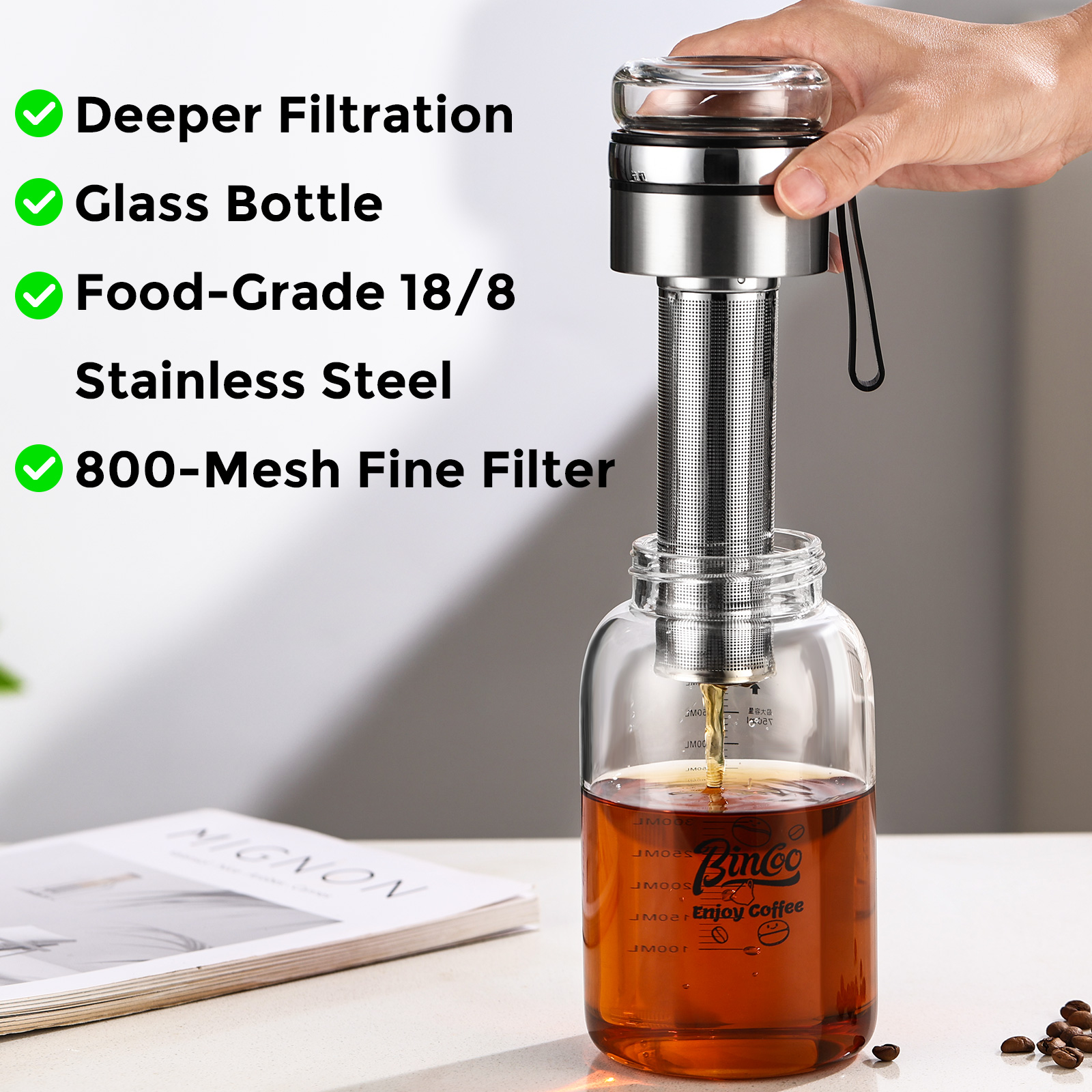 Pembuat Kopi Dingin Bincoo, Pe - Stainless Steel Strainer ulasan dan harga