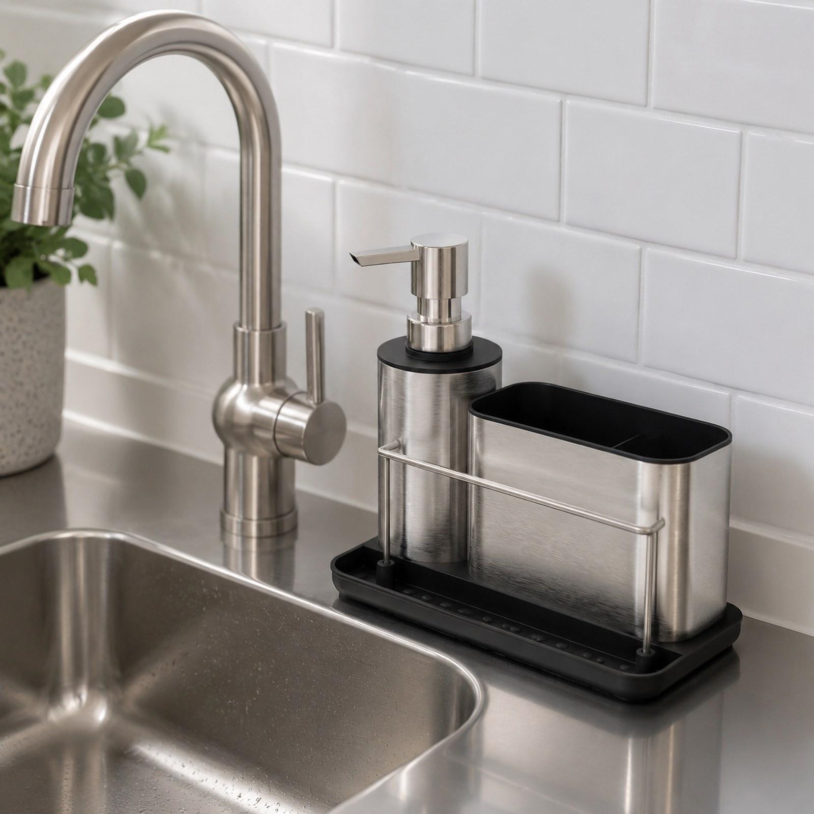 Set Dispenser Sabun Dapur, Tem - Kitchen Gadgets Dispenser Brush Holder ulasan dan harga