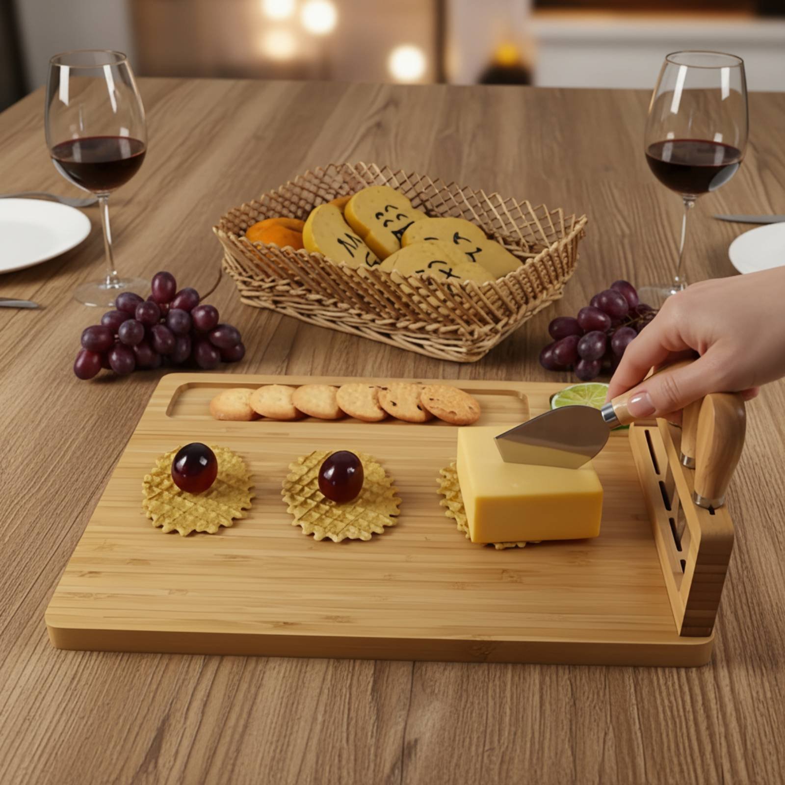 6 Buah Set Papan Keju dan Alat - Bamboo Cutting Board ulasan dan harga