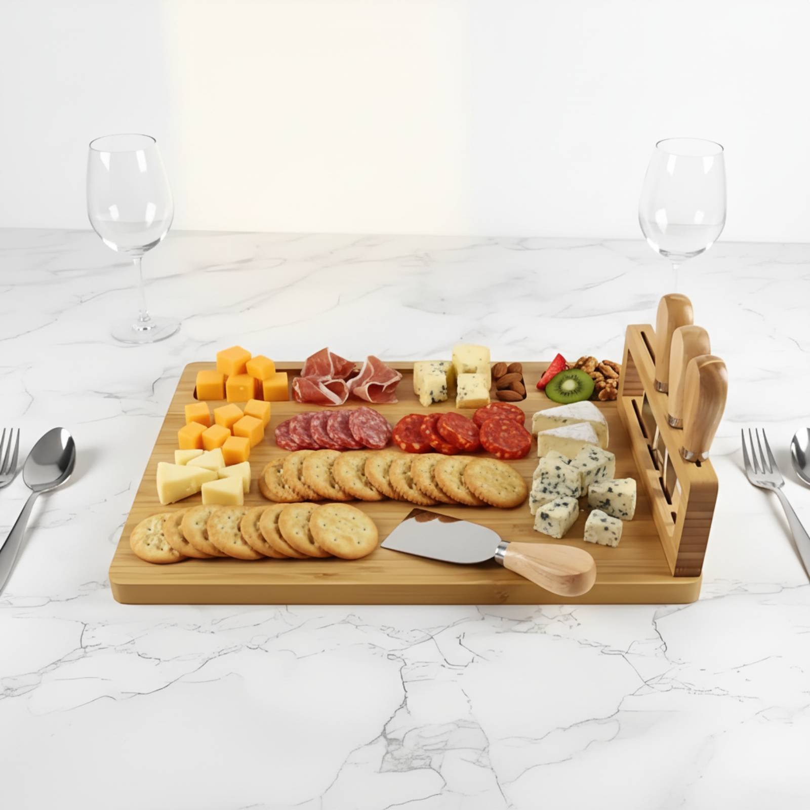 6 Buah Set Papan Keju dan Alat - Bamboo Cutting Board ulasan dan harga